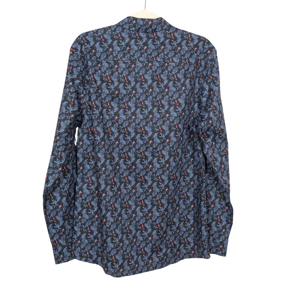 ARTEFACT Stockholm Stretch Poplin Shirt in Black Floral Print Men's Slim Medium - Picture 3 of 6